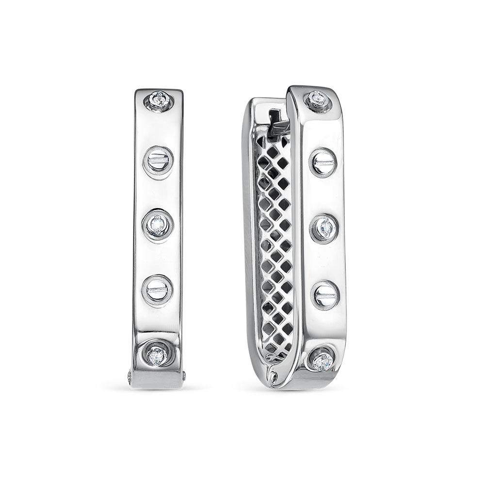 Серьги из серебра с камнем Фианит фото, цены