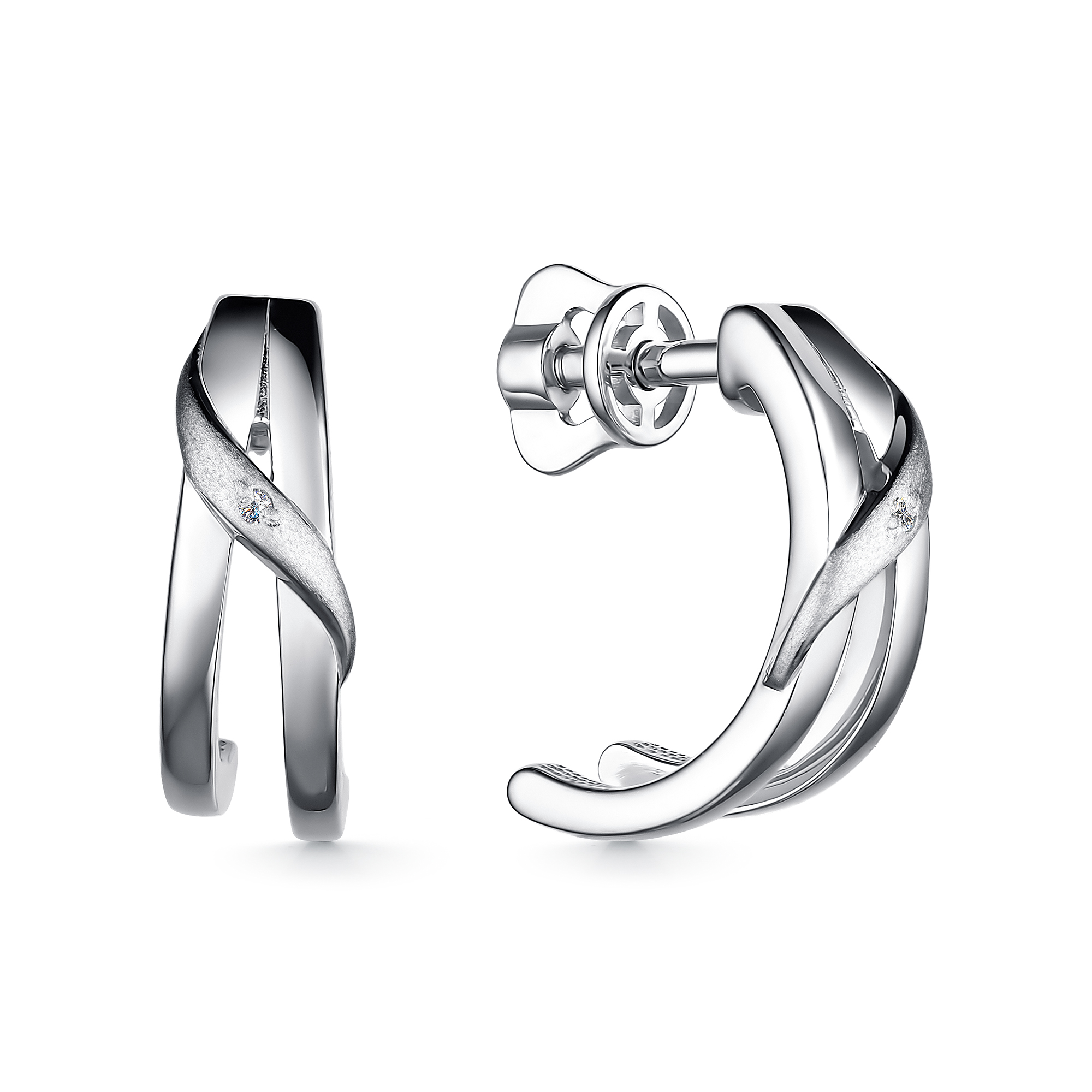 Пуссеты из серебра с камнем Бриллиант фото, цены