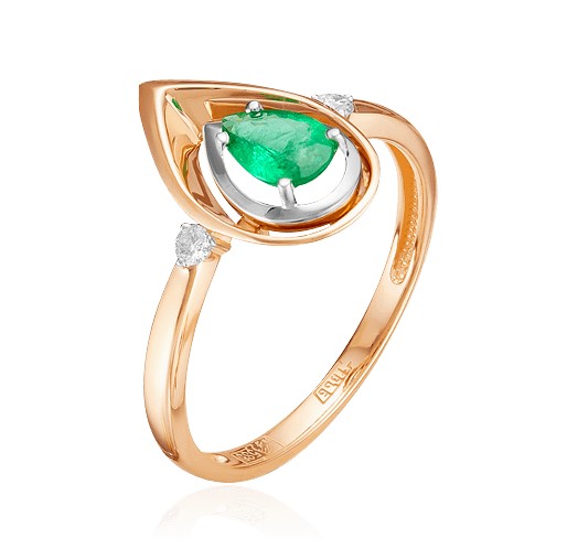 Кольцо из золота с камнем Бриллиант, Изумруд фото, цены