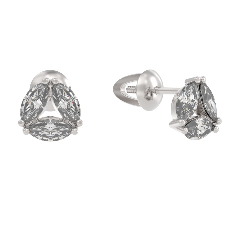 Серьги из серебра с камнем Фианит фото, цены