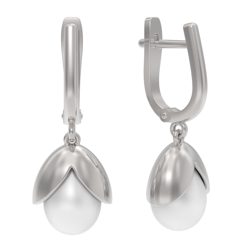 Серьги из серебра с камнем Жемчуг фото, цены