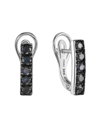 Серьги из серебра с камнем Сапфир фото, цены