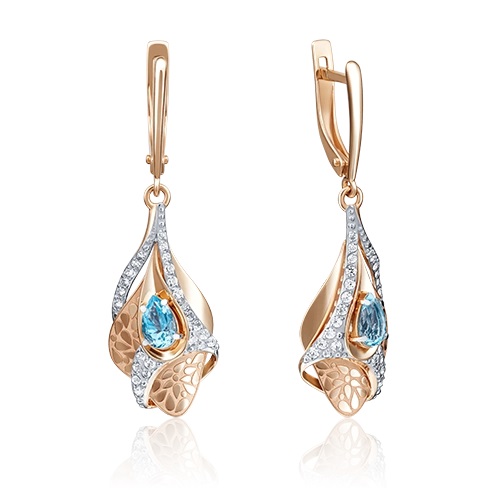 Серьги из золота с камнем Топаз фото, цены