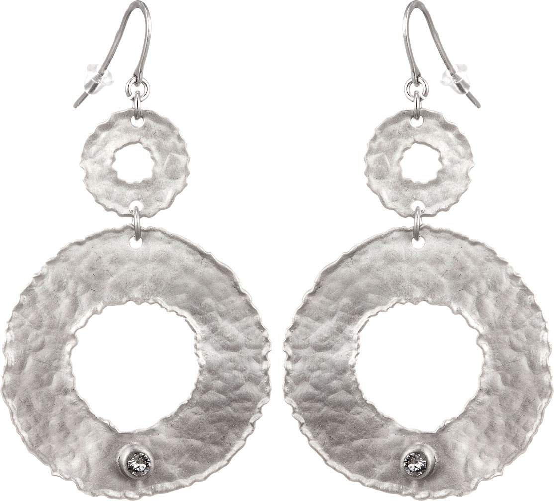 Серьги из серебра с камнем Кристалл "Сваровски" фото, цены