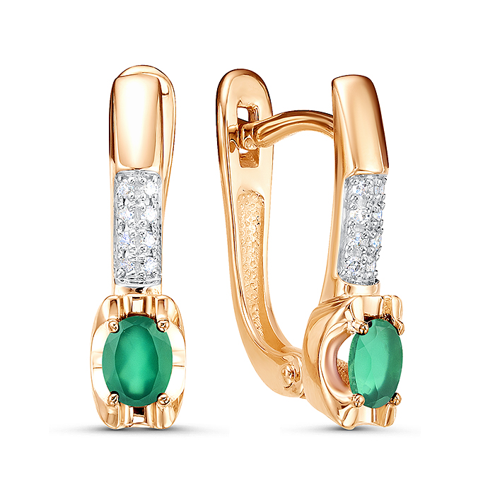 Серьги из золота с камнем Бриллиант, Изумруд фото, цены