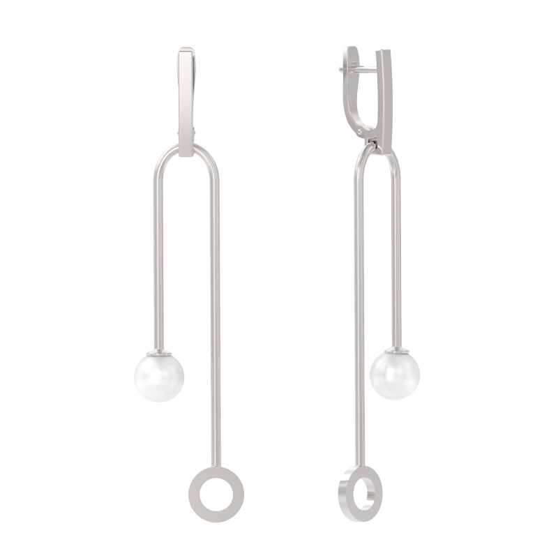 Серьги из серебра с камнем Жемчуг фото, цены