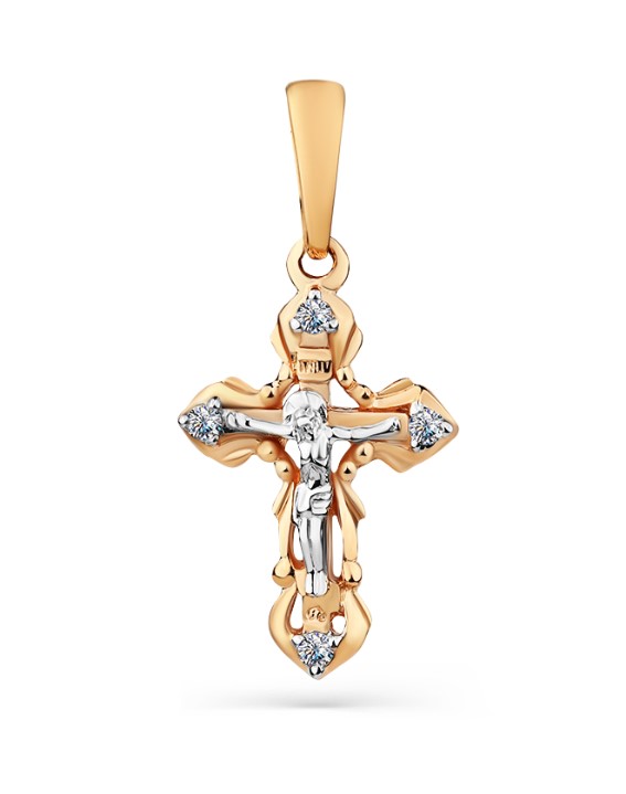 Крест из золота с камнем Фианит фото, цены