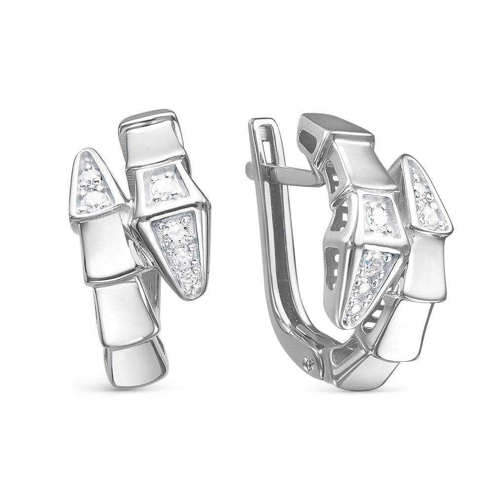 Серьги из серебра с камнем Фианит фото, цены