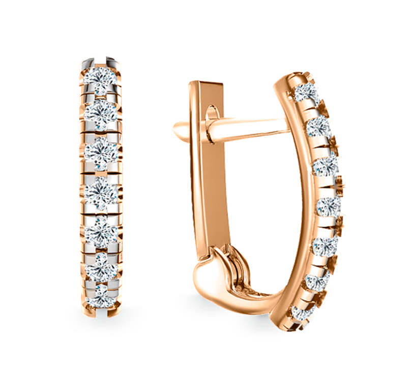 Серьги из золота с камнем Фианит фото, цены