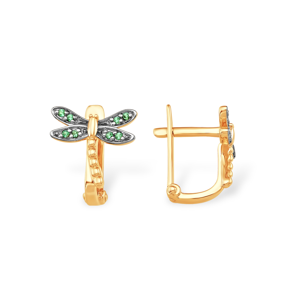 Серьги из золота с камнем Фианит фото, цены