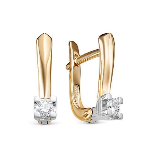 Серьги из золота с камнем Бриллиант фото, цены