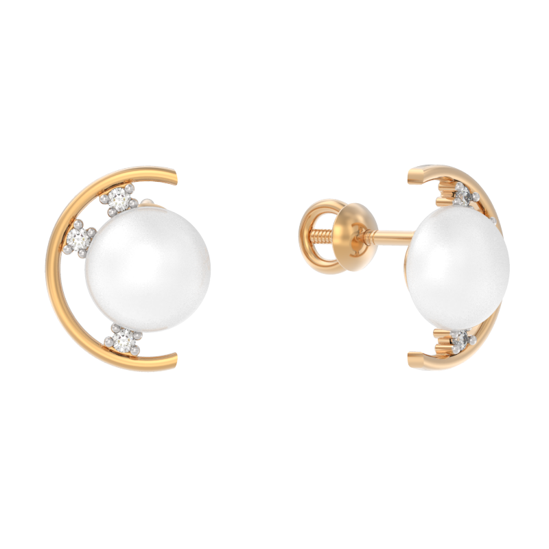 Пуссеты из золота с камнем Жемчуг фото, цены