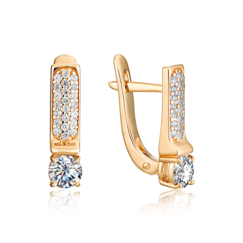 Серьги из золота с камнем Фианит фото, цены