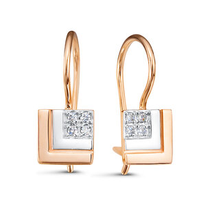 Серьги из золота с камнем Фианит фото, цены