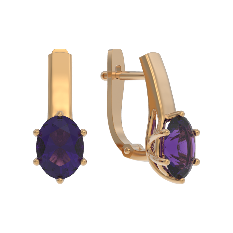 Серьги из золота с камнем аметист фото, цены