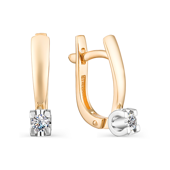 Серьги из золота с камнем Бриллиант фото, цены