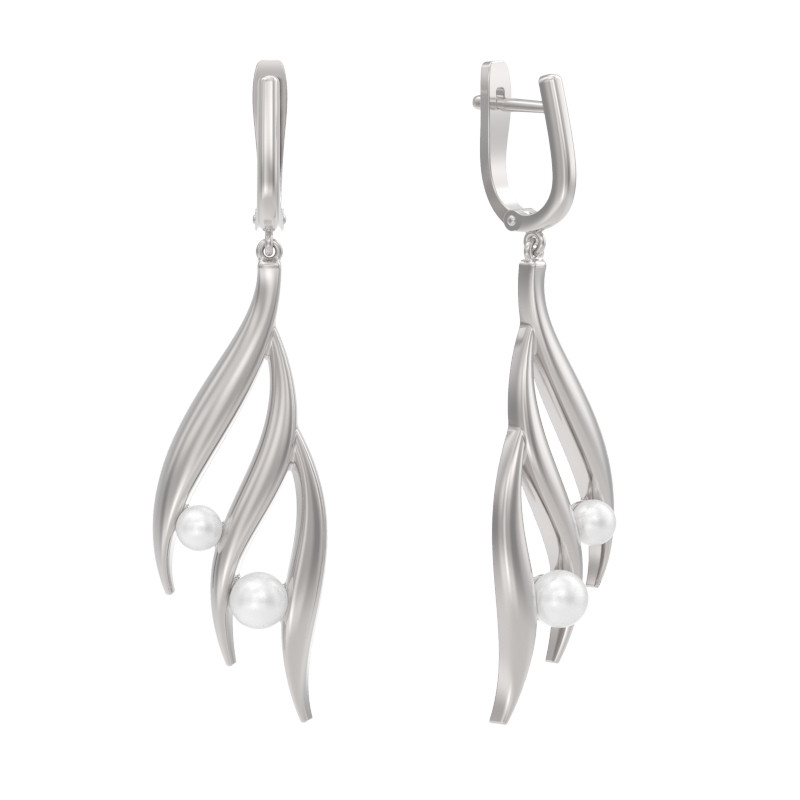 Серьги из серебра с камнем Жемчуг фото, цены