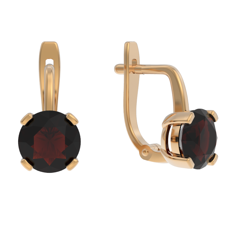 Серьги из золота с камнем Гранат фото, цены