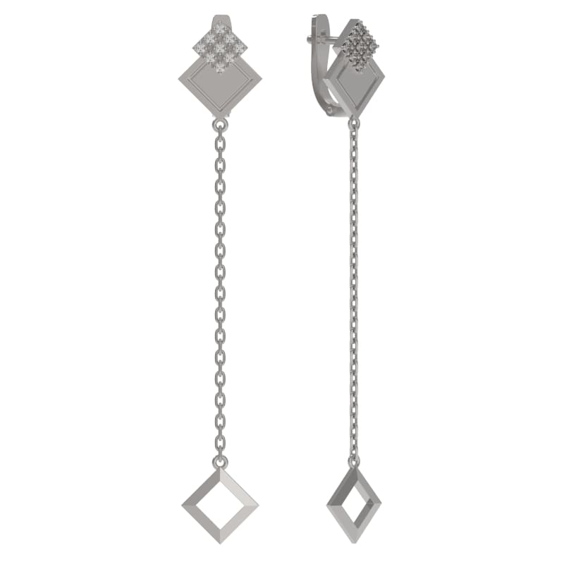 Серьги из серебра с камнем Фианит фото, цены