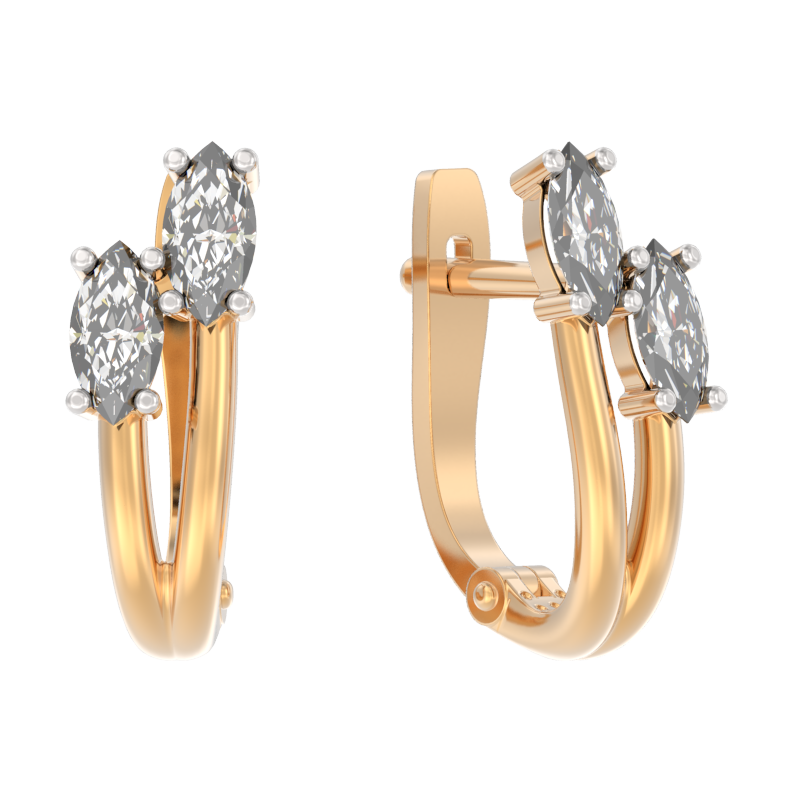 Серьги из золота с камнем Фианит фото, цены