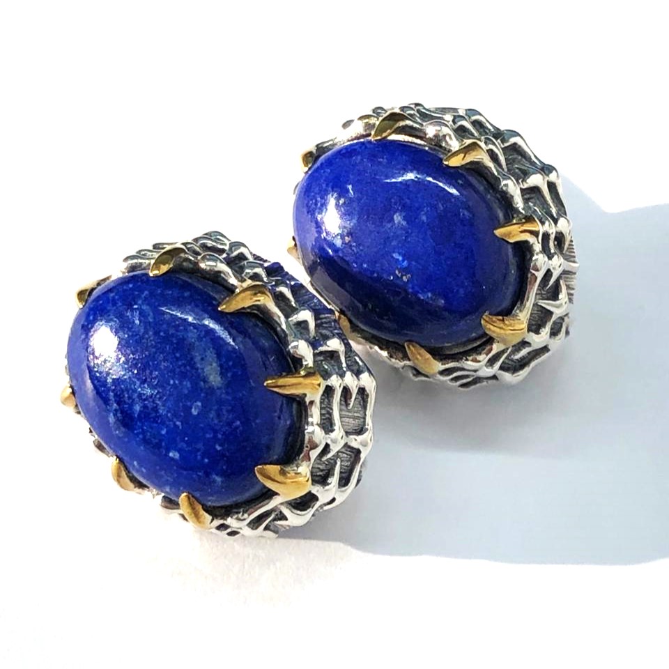 Серьги из серебра с камнем Лазурит фото, цены