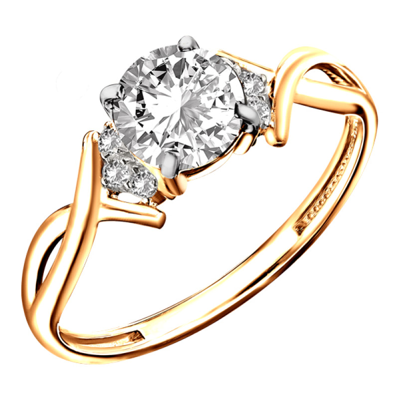 Кольцо из золота с камнем Фианит фото, цены