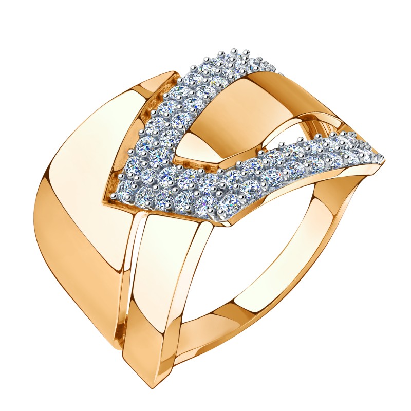 Кольцо из золота с камнем Фианит фото, цены