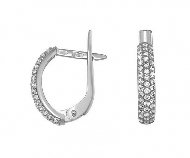 Серьги из серебра с камнем Фианит фото, цены