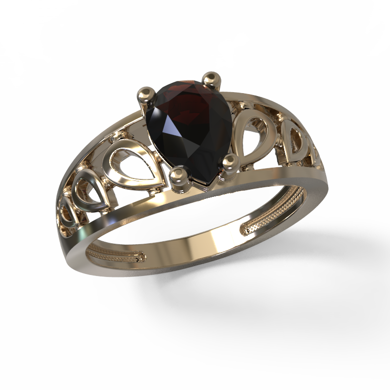 Кольцо из золота с камнем Гранат фото, цены