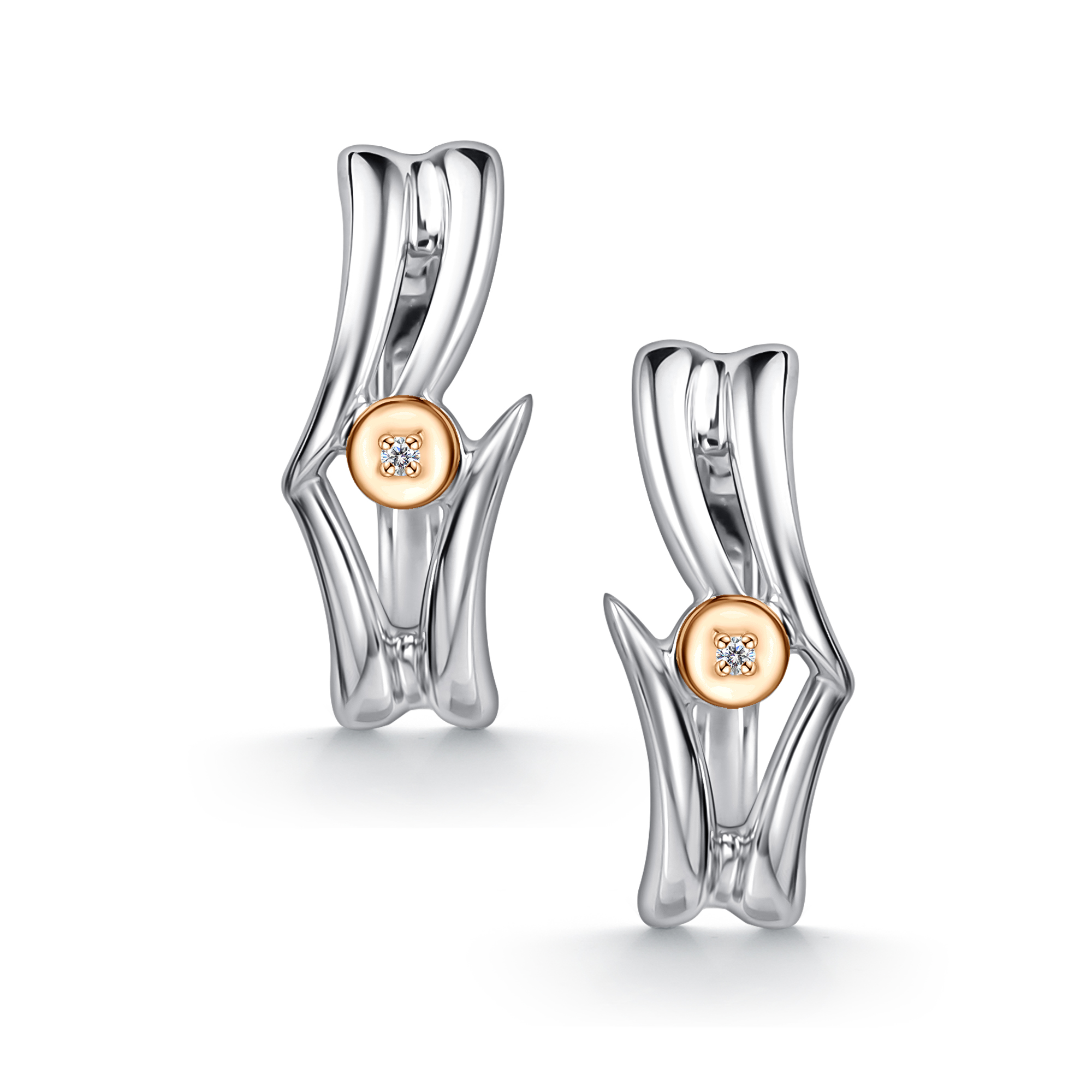 Серьги из серебра с камнем Бриллиант, вставками золота фото, цены