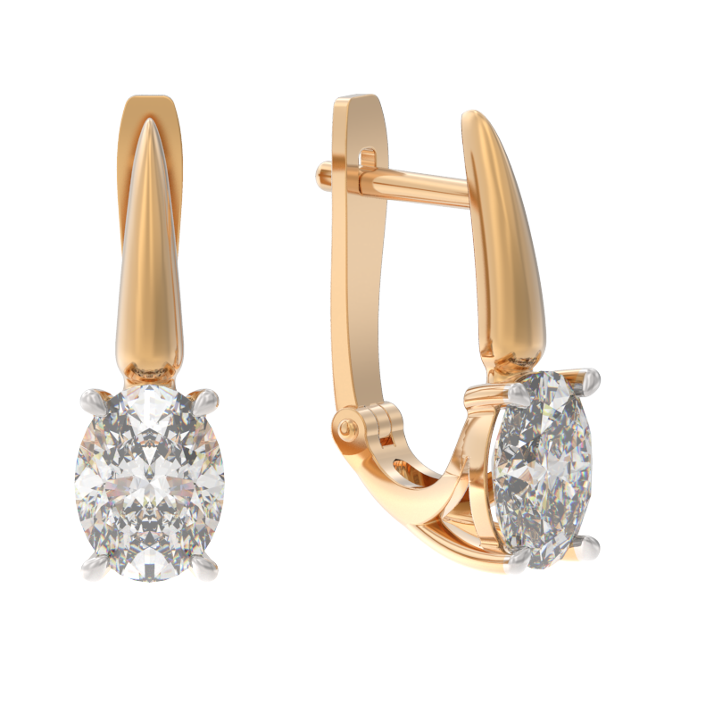 Серьги из золота с камнем Фианит фото, цены