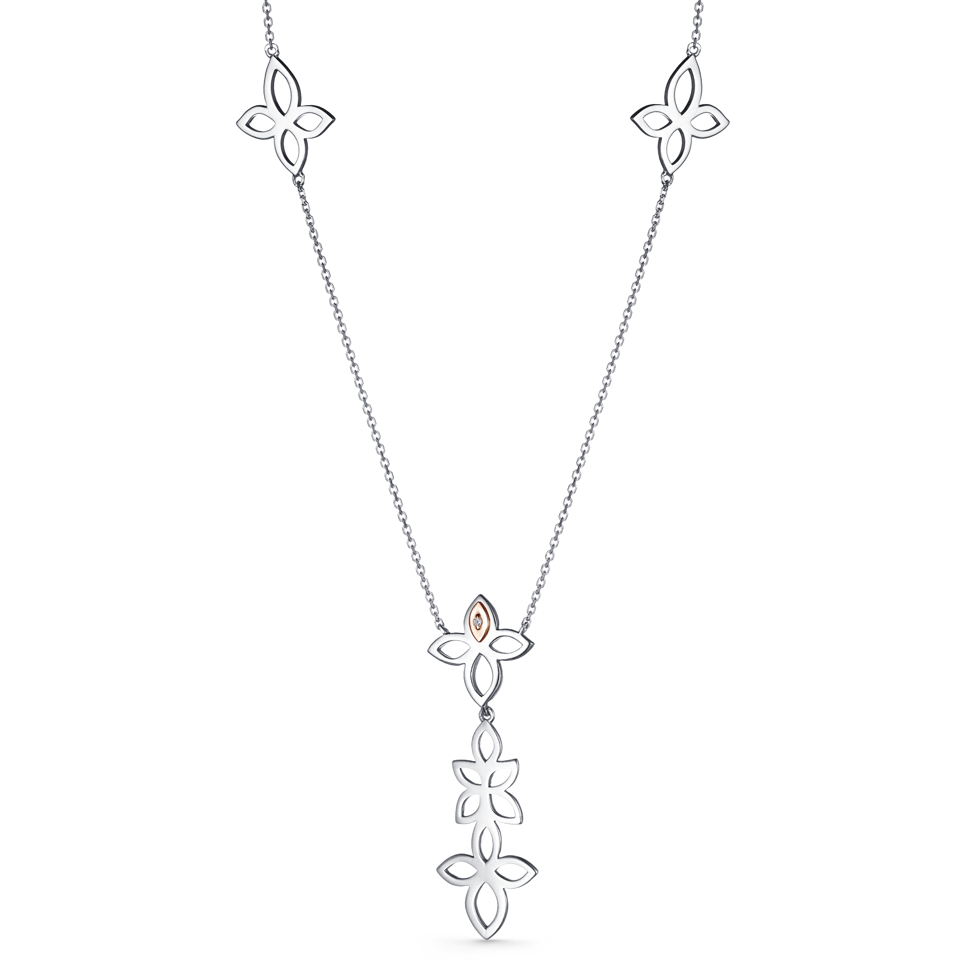 Колье из серебра с камнем Бриллиант, вставками золота фото, цены