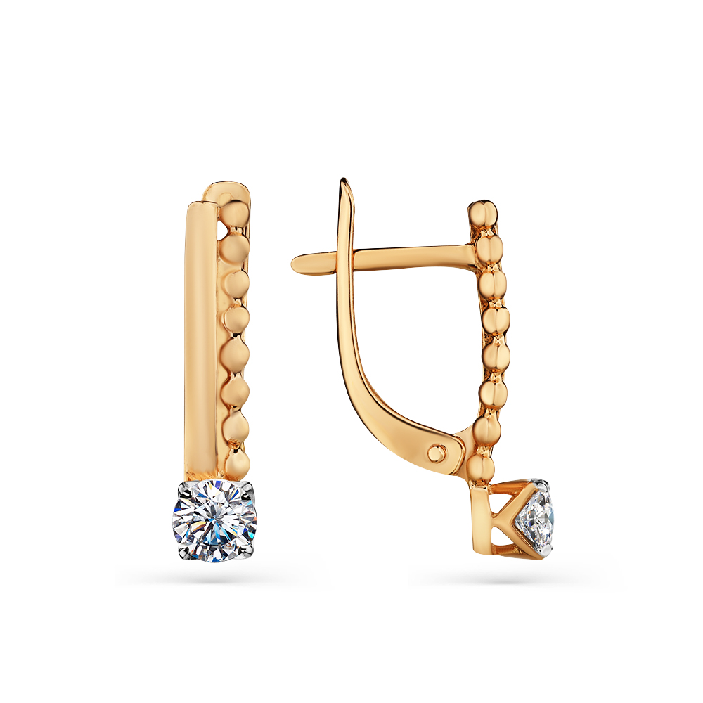 Серьги из золота с камнем Фианит фото, цены