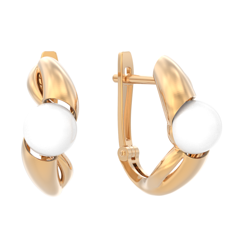 Серьги из золота с камнем Жемчуг фото, цены