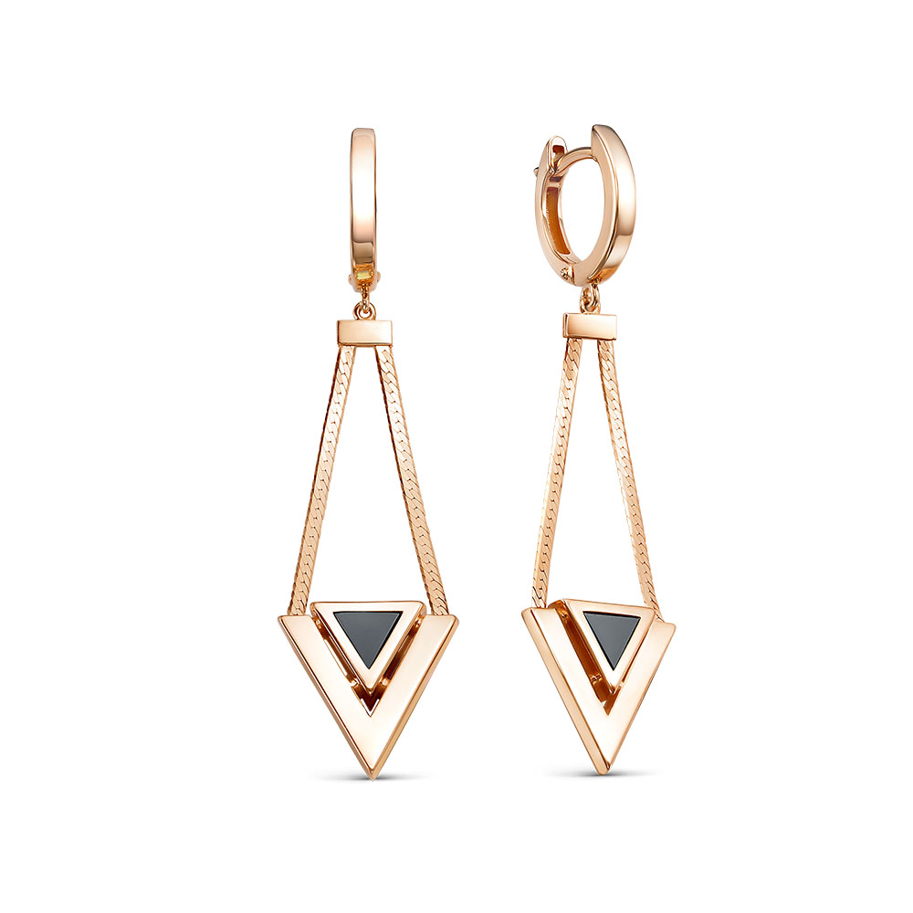 Серьги из золота с камнем Оникс фото, цены