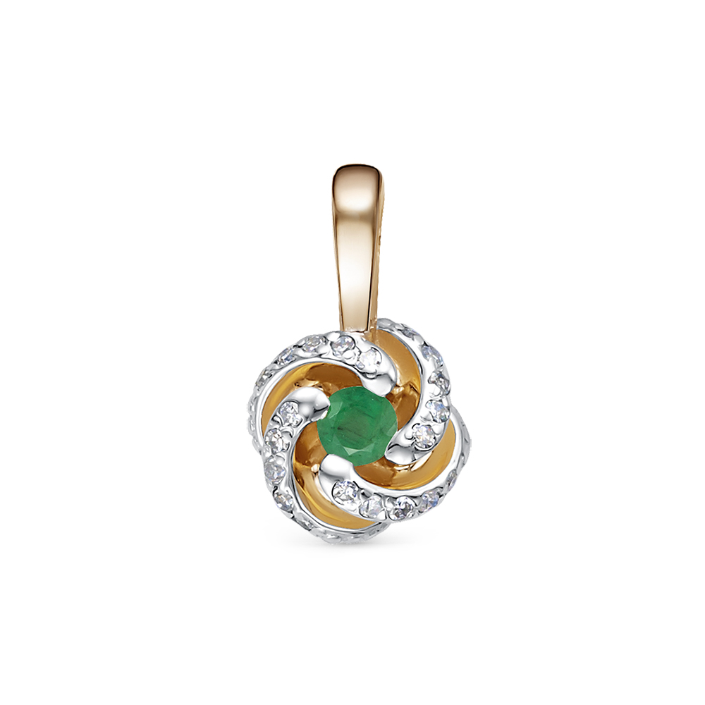 Подвеска из золота с камнем Бриллиант, Изумруд фото, цены
