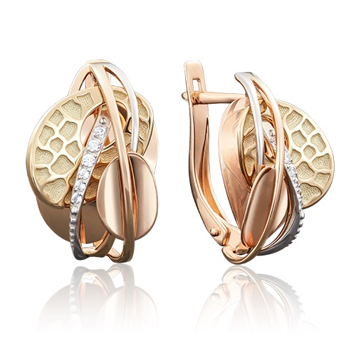 Серьги из золота с камнем Фианит фото, цены