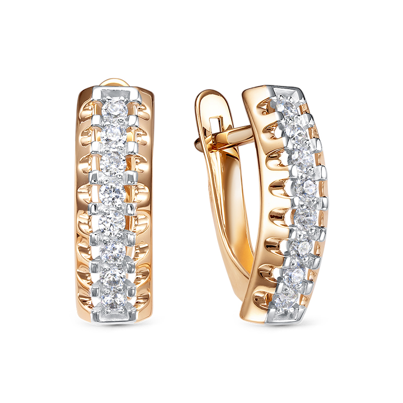 Серьги из золота с камнем Фианит фото, цены