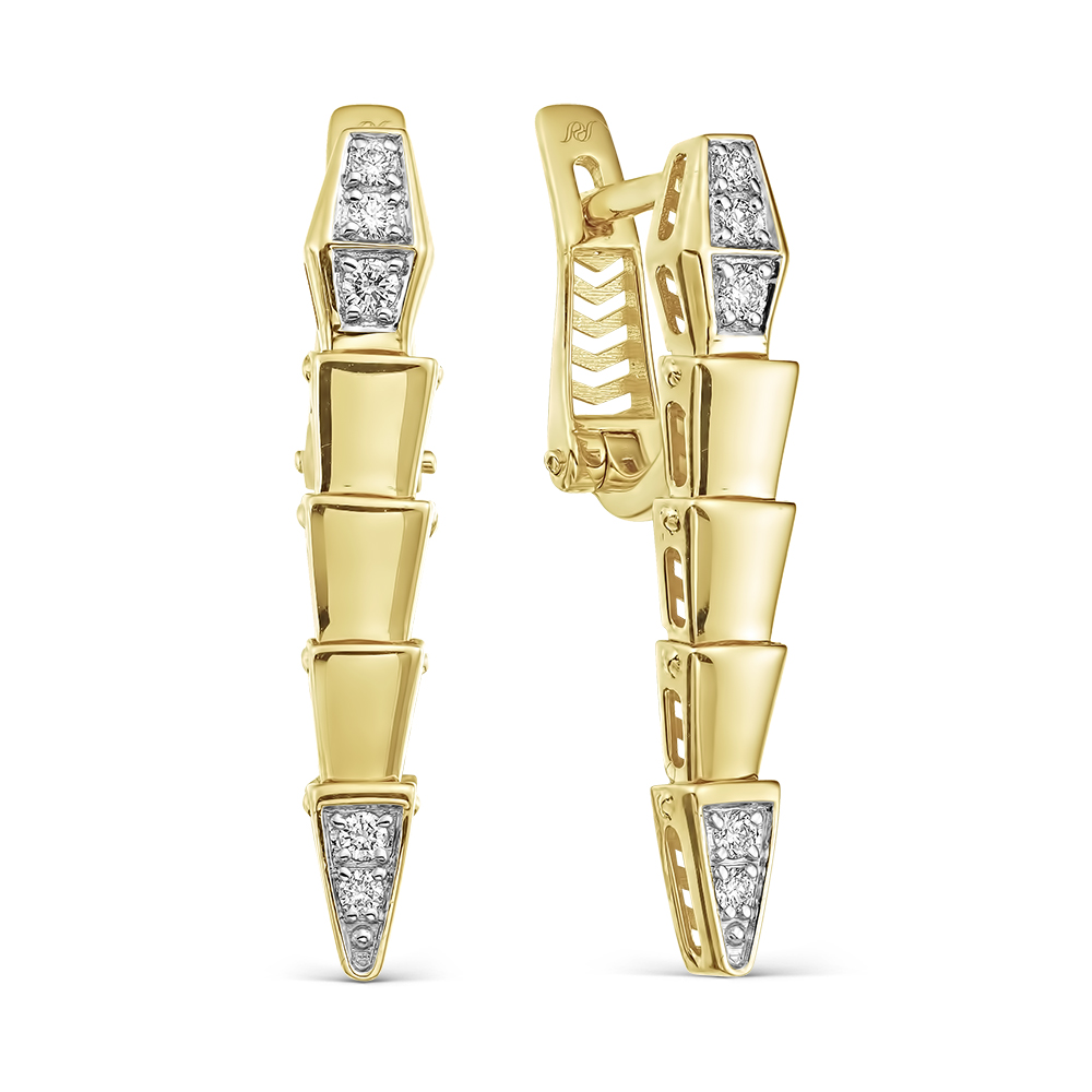 Серьги из золота с камнем Бриллиант фото, цены