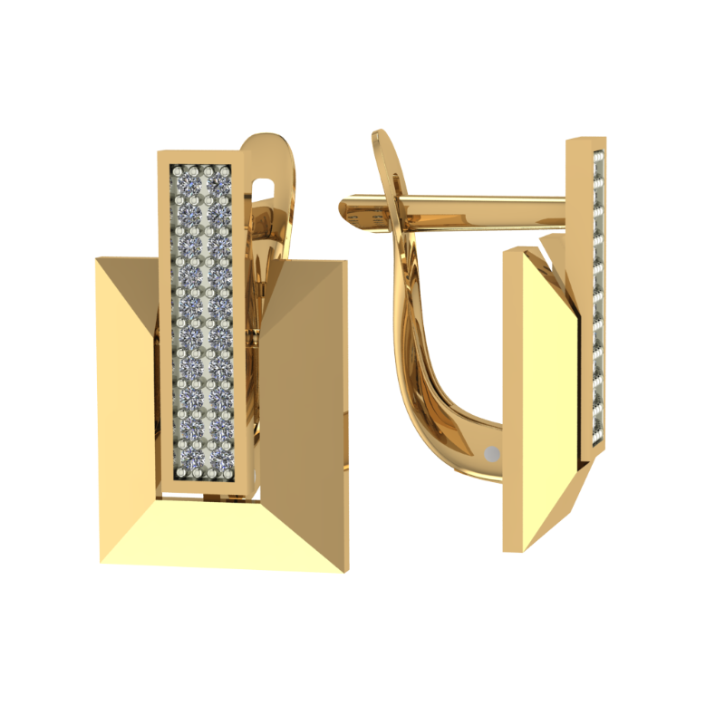 Серьги из золота с камнем Фианит фото, цены