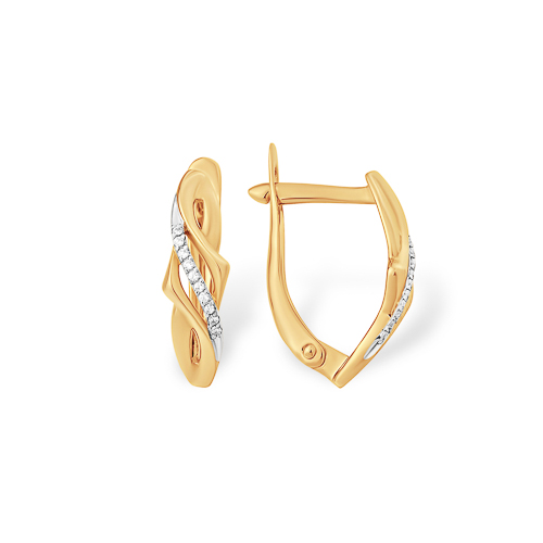 Серьги из золота с камнем Фианит фото, цены