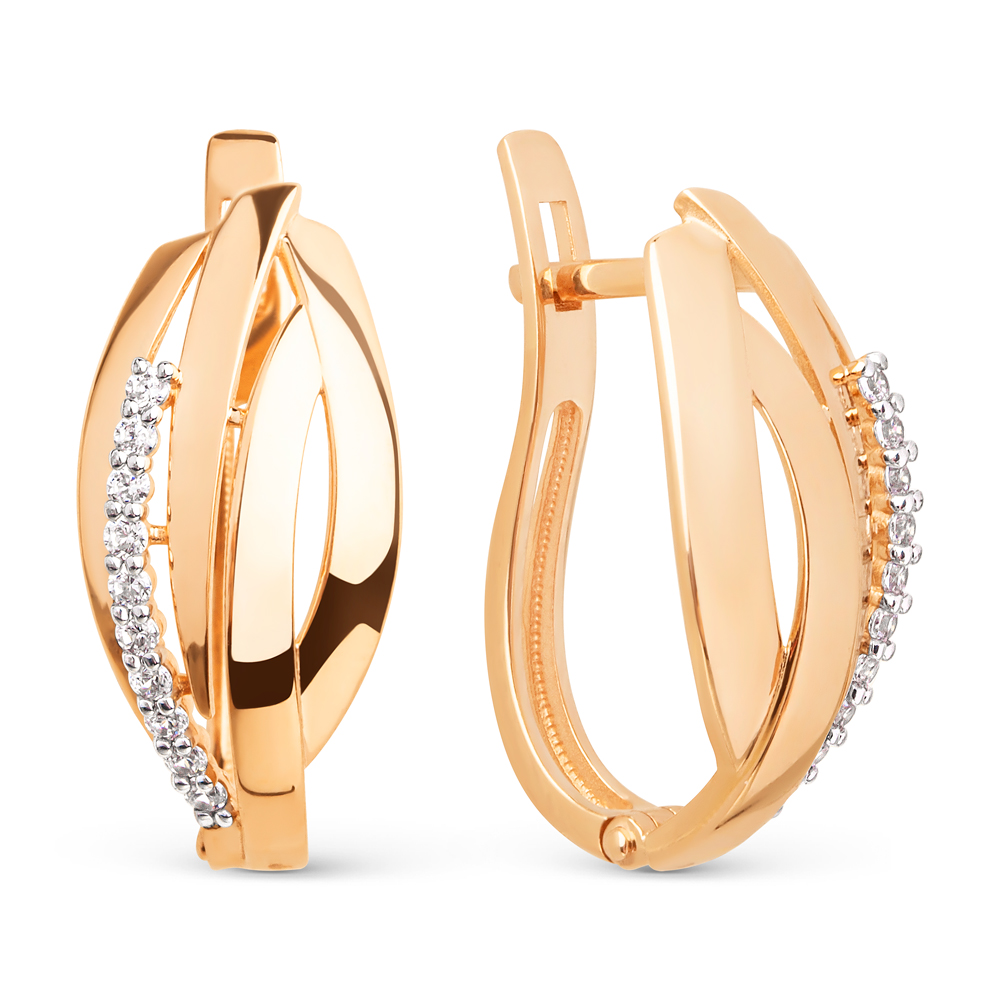 Серьги из золота с камнем Фианит фото, цены