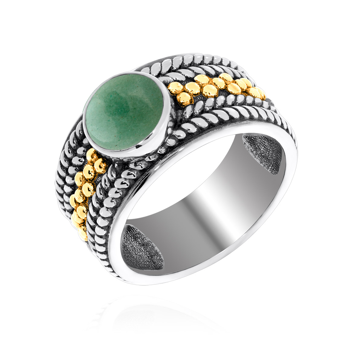 Кольцо из серебра с камнем Авантюрин фото, цены