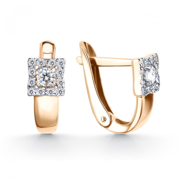 Серьги из золота с камнем Фианит фото, цены