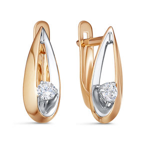 Серьги из золота с камнем Фианит фото, цены