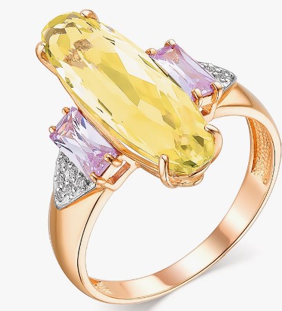 Кольцо из золота с камнем Фианит, Кварц фото, цены