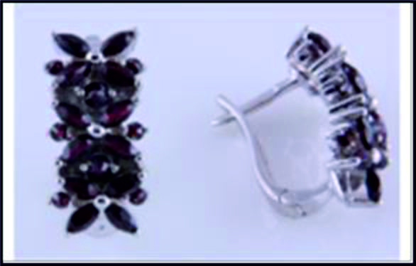 Серьги из серебра с камнем Гранат фото, цены