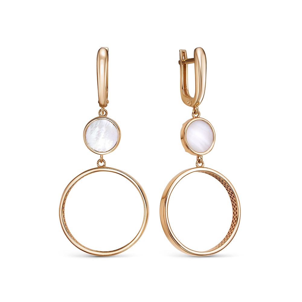 Серьги из золота с камнем Перламутр фото, цены