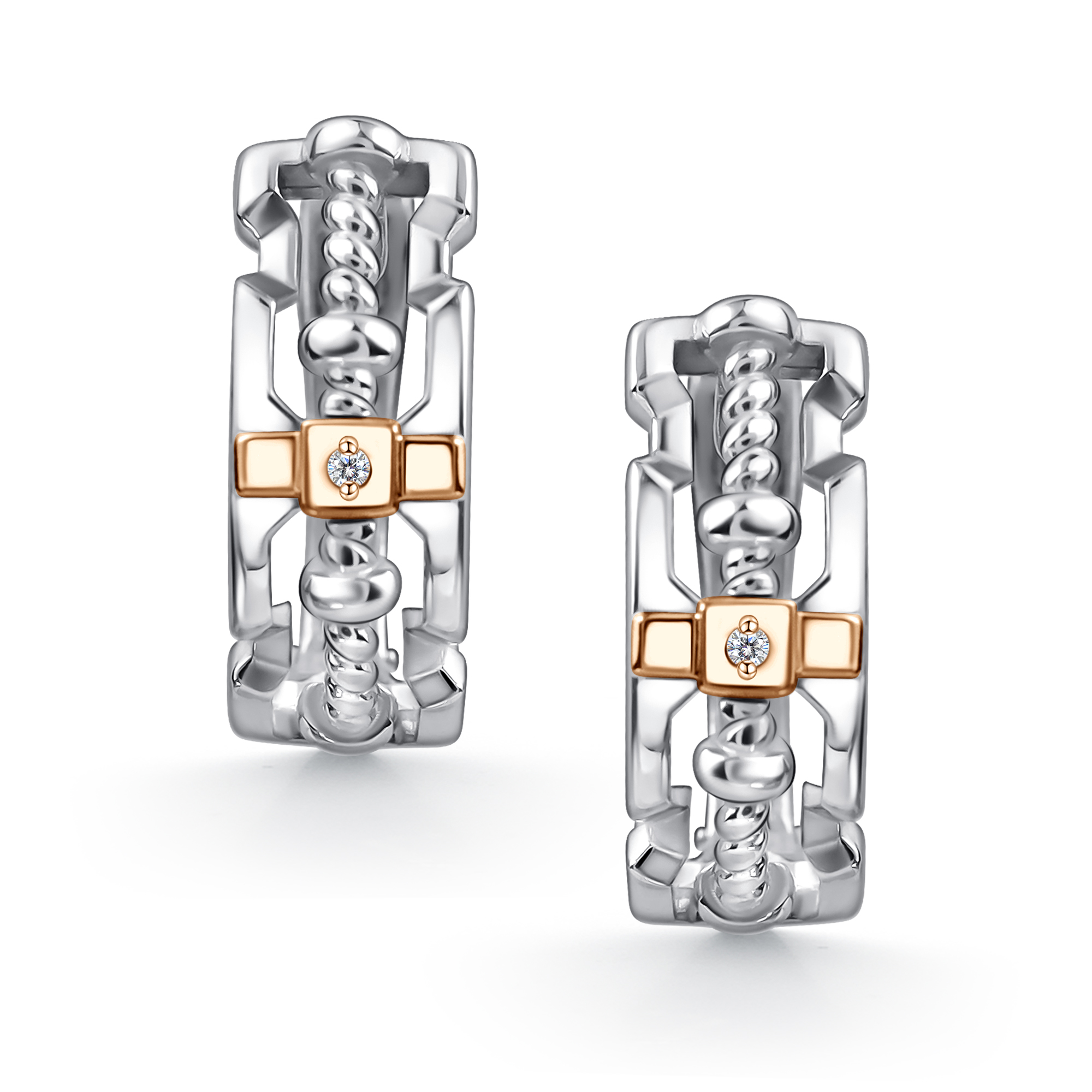 Серьги из серебра с камнем Бриллиант, вставками золота фото, цены