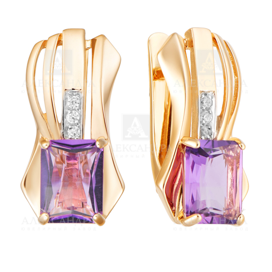 Серьги из золота с камнем Топаз, Фианит фото, цены